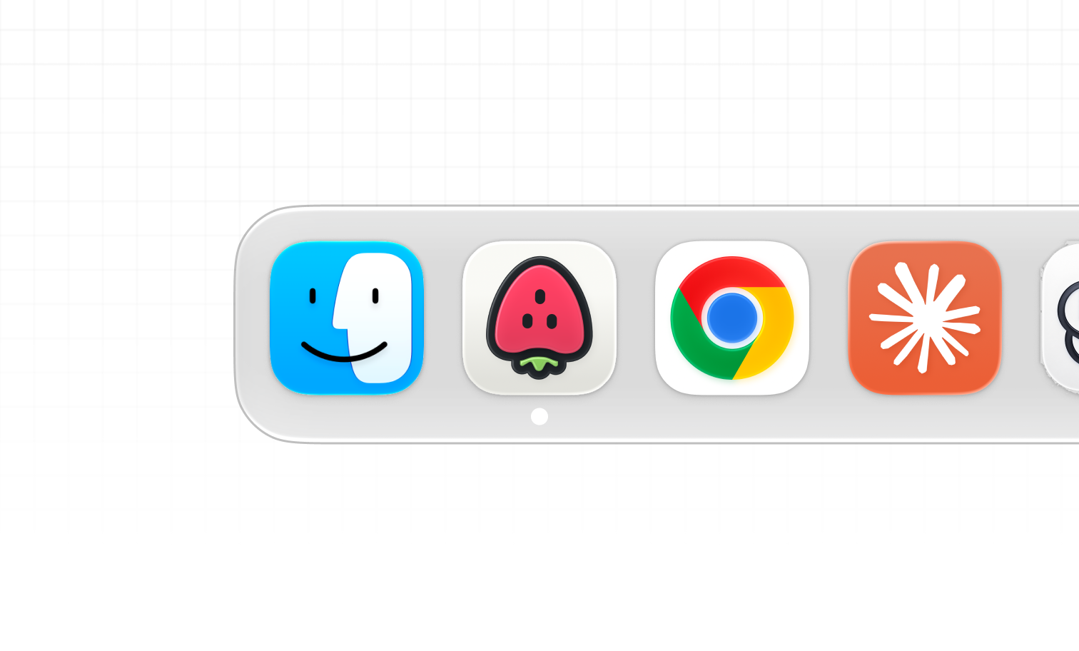 macOS Dock with the Jam strawberry icon next to Finder and Chrome