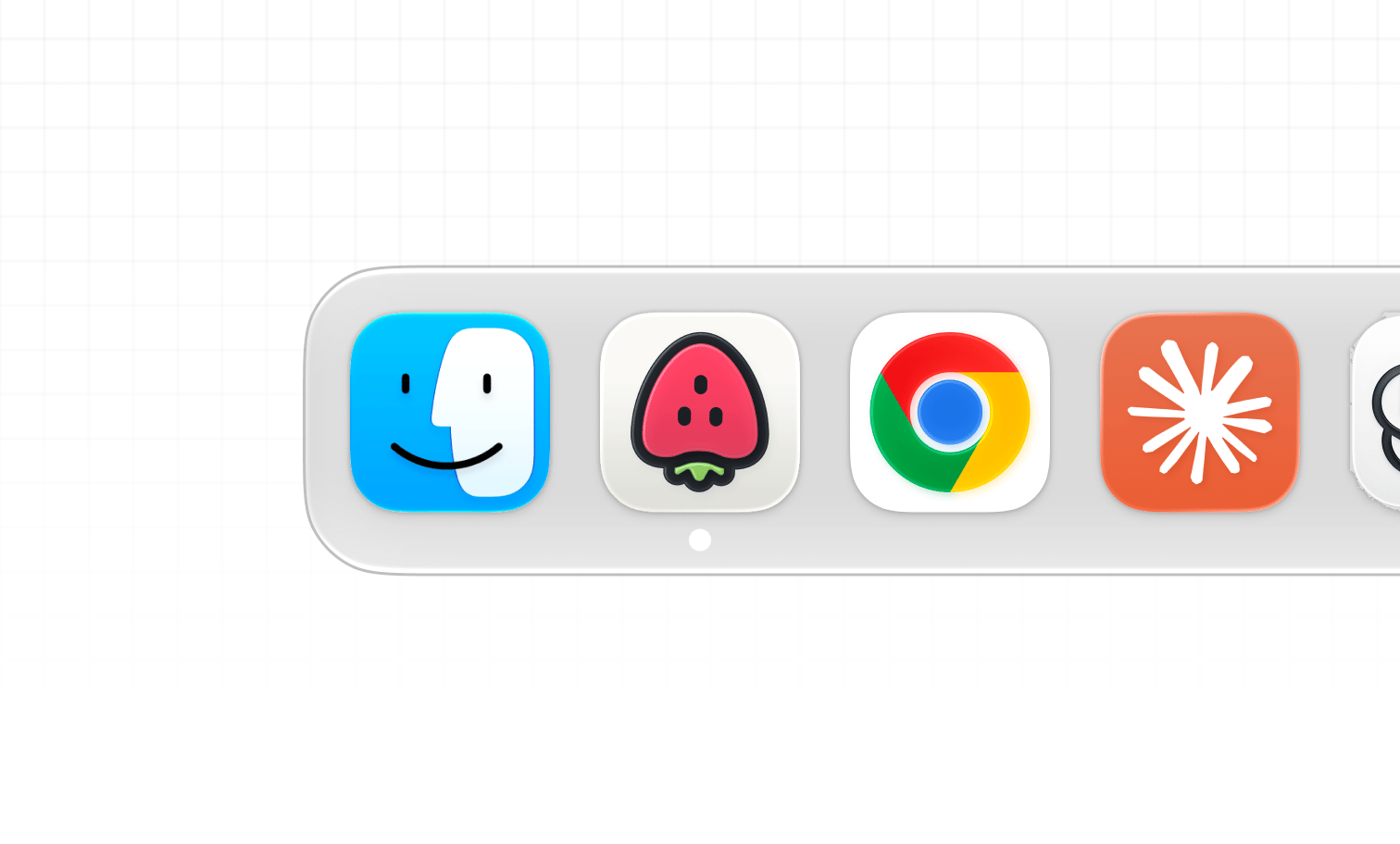 macOS Dock with the Jam strawberry icon next to Finder and Chrome