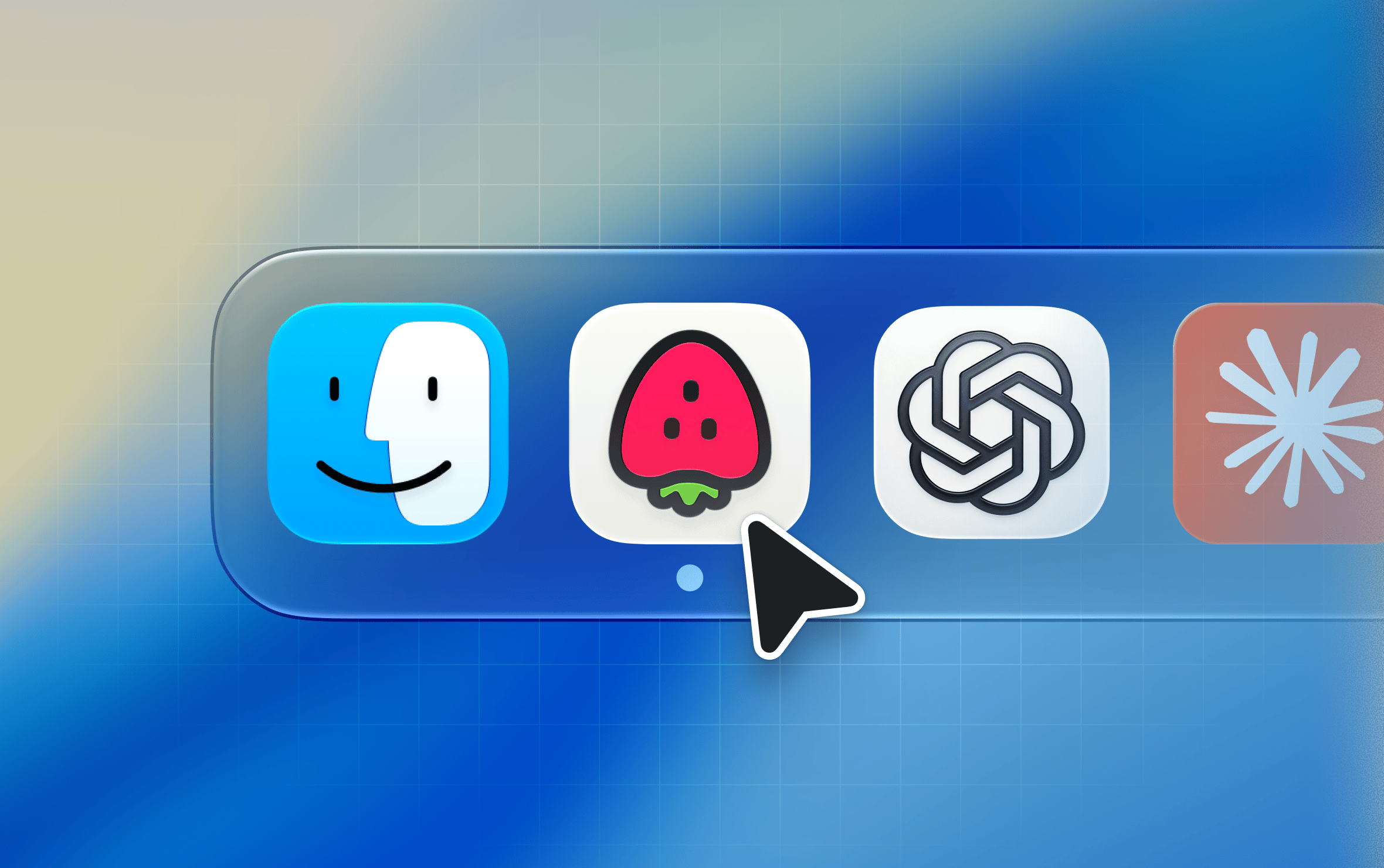 macOS Dock with the Jam strawberry icon next to Finder and Chrome