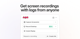 Get screen recordings with logs from anyone, above the Jam extension popup with Create link