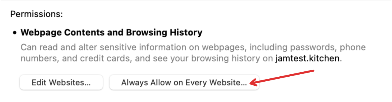 Safari Allow Permission