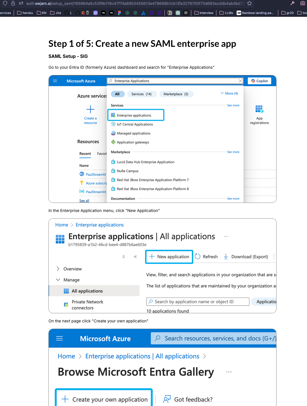 The Microsoft Entra SAML configuration wizard