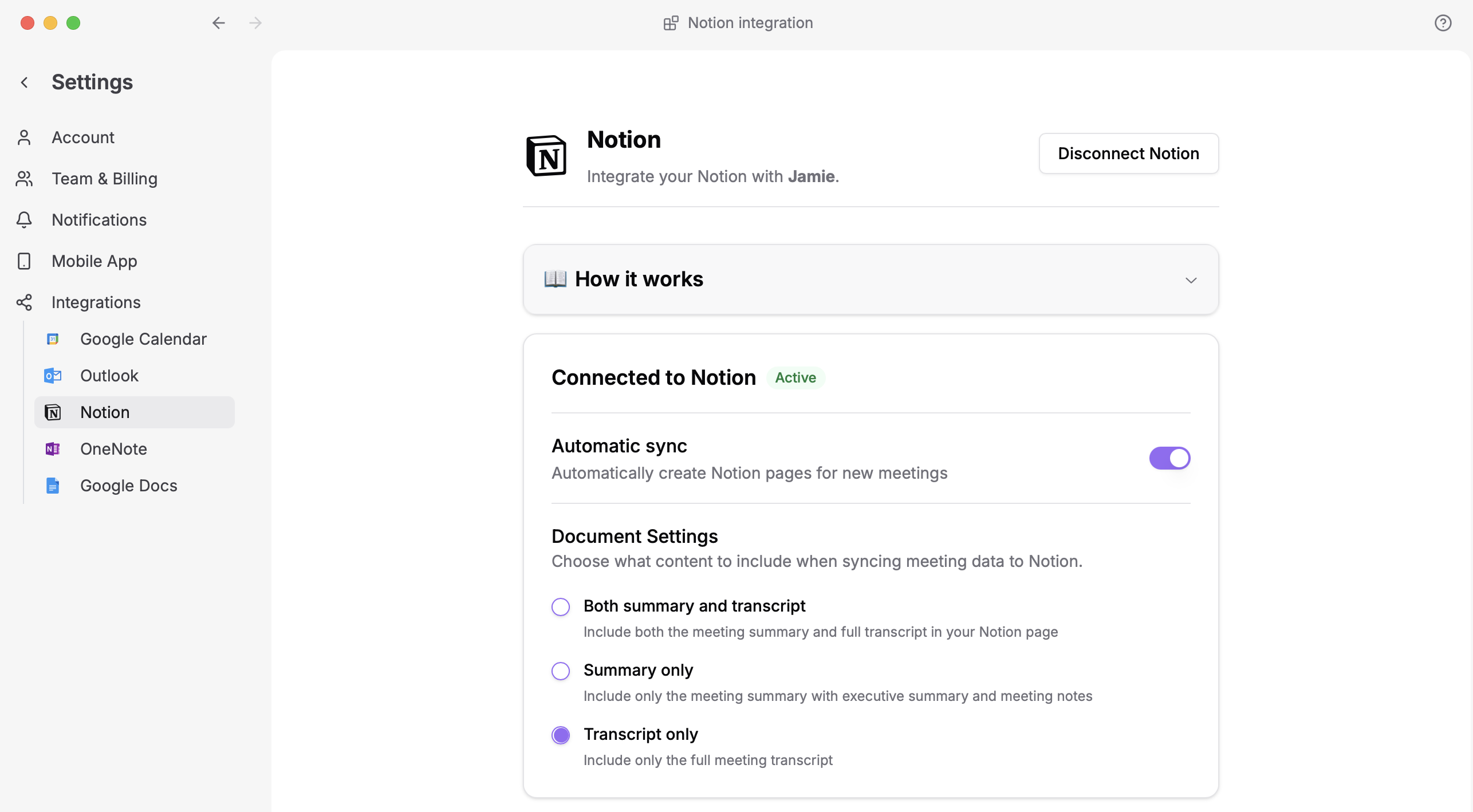 Integration Settings Pn