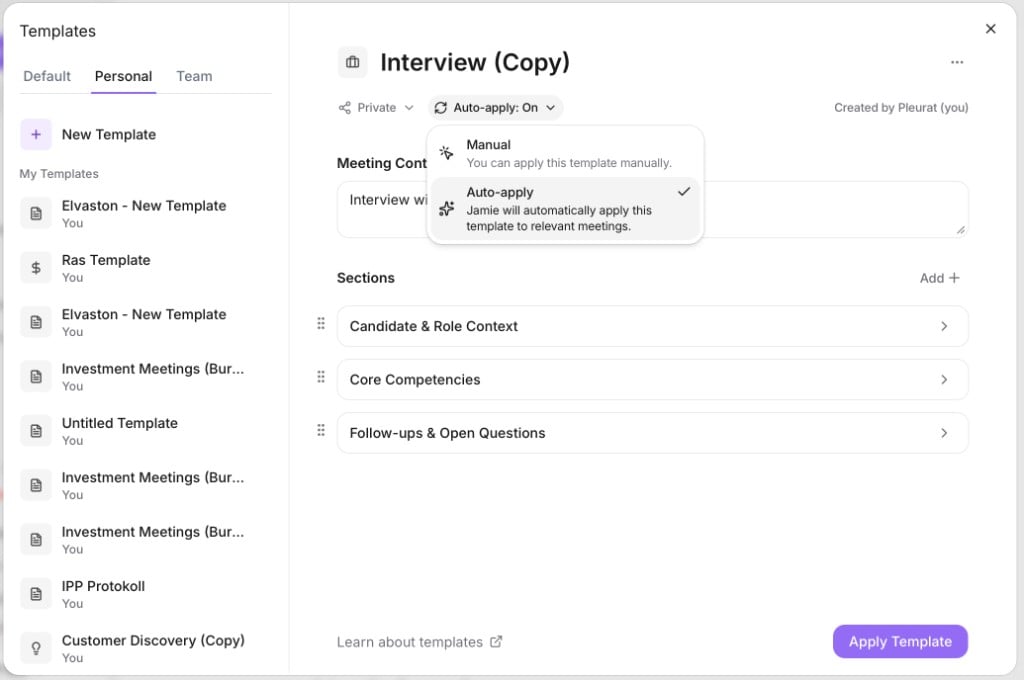 The auto-apply option