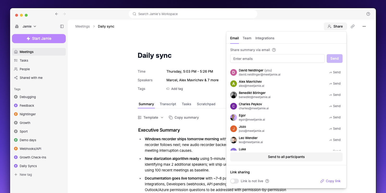 Share Meetings - Jamie Docs