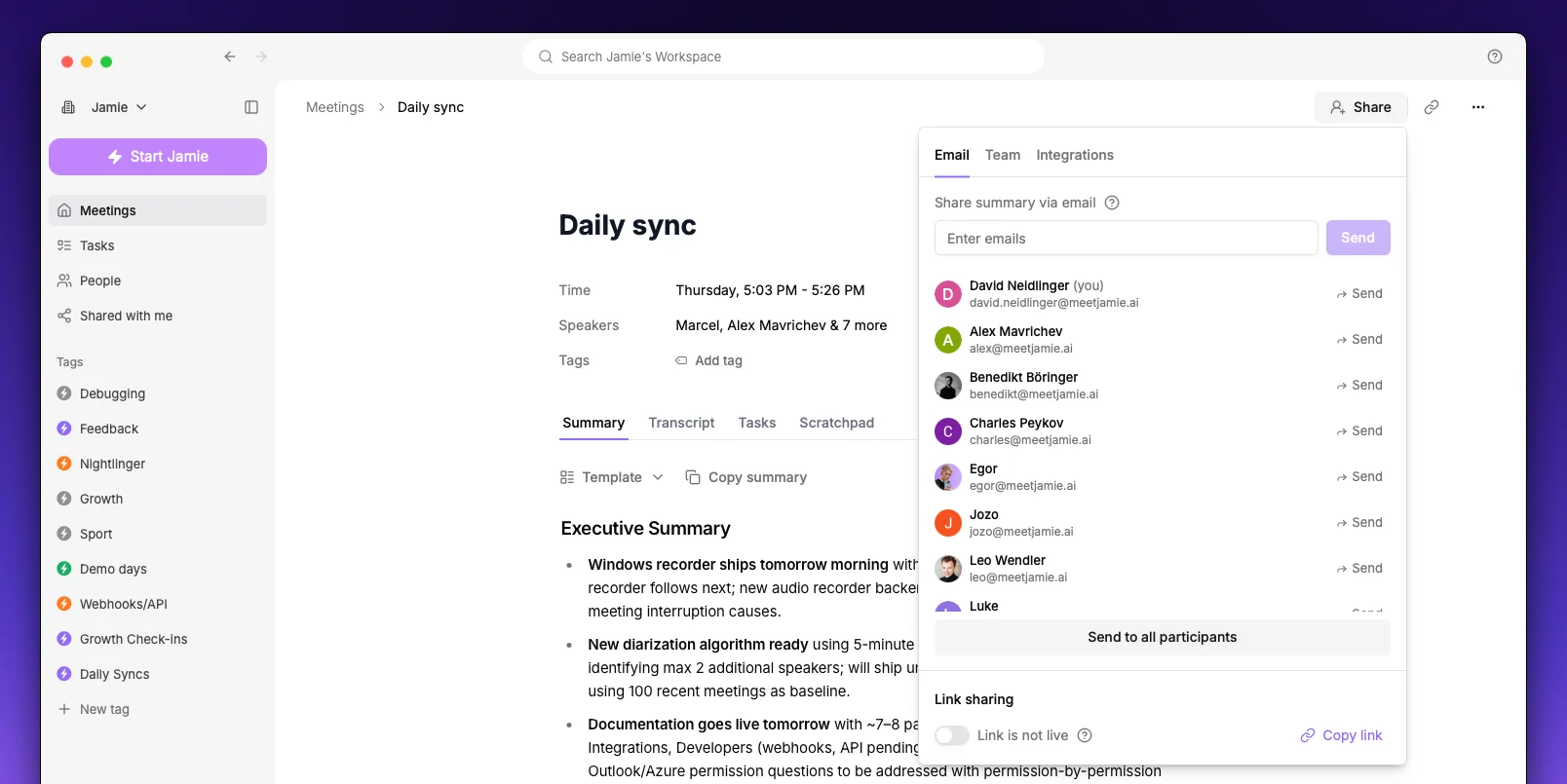 Email Sharing