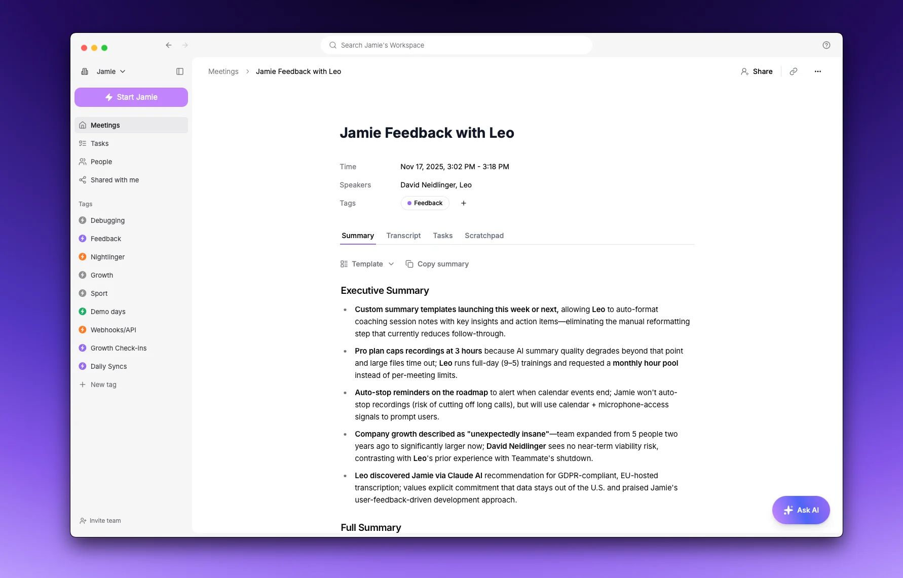 Summary View