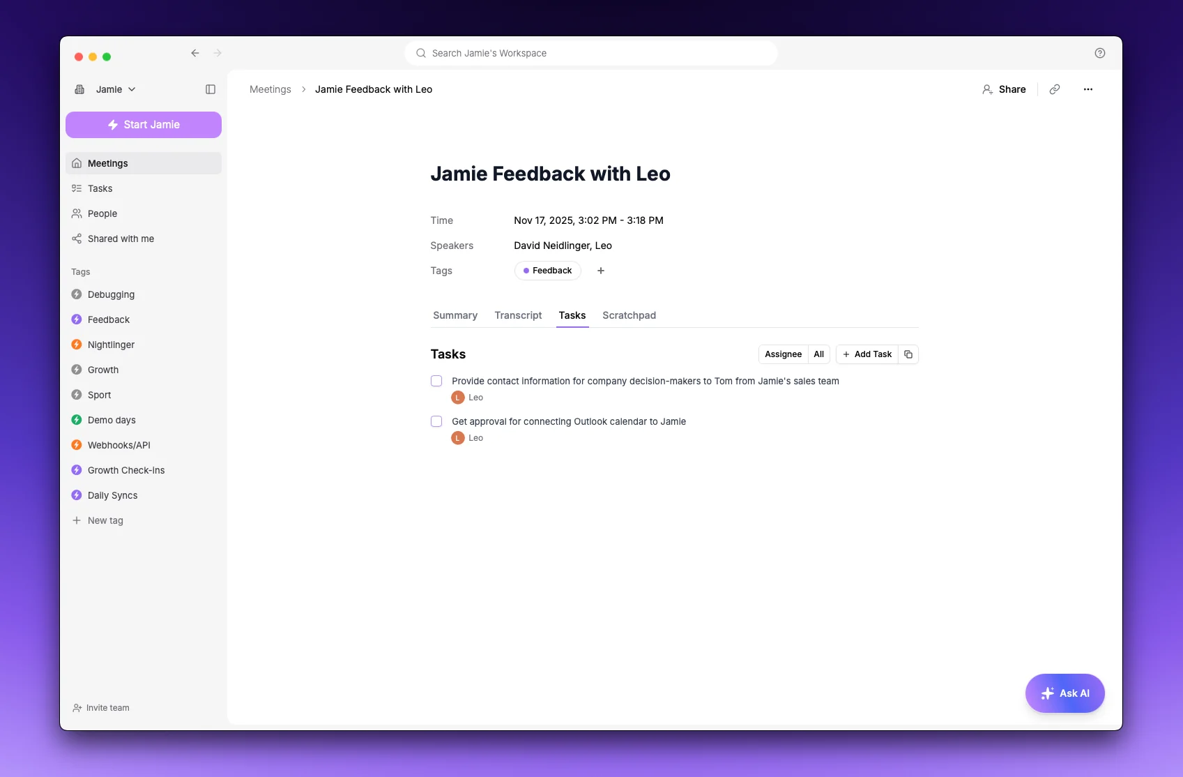 Tasks View