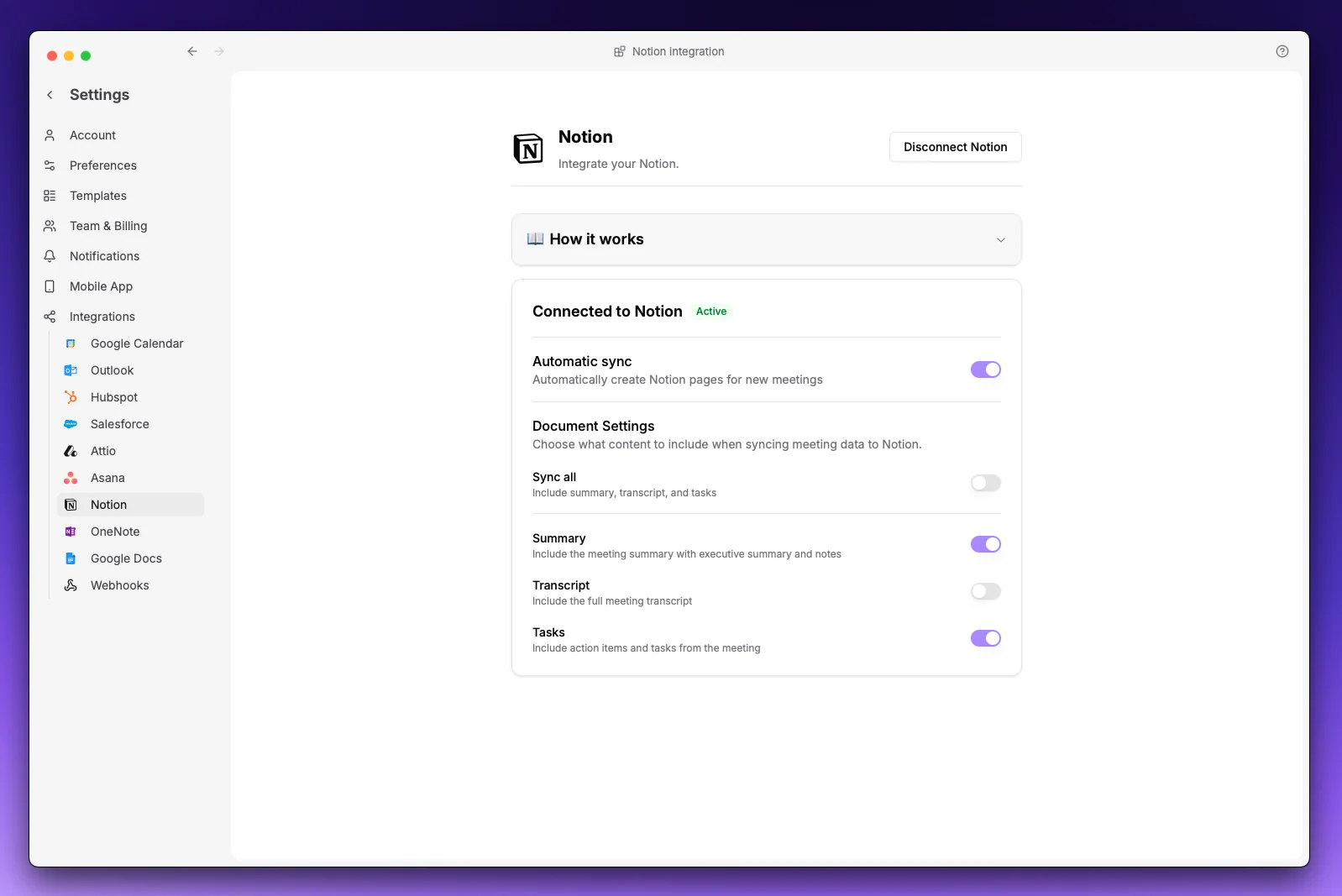 Notion Settings