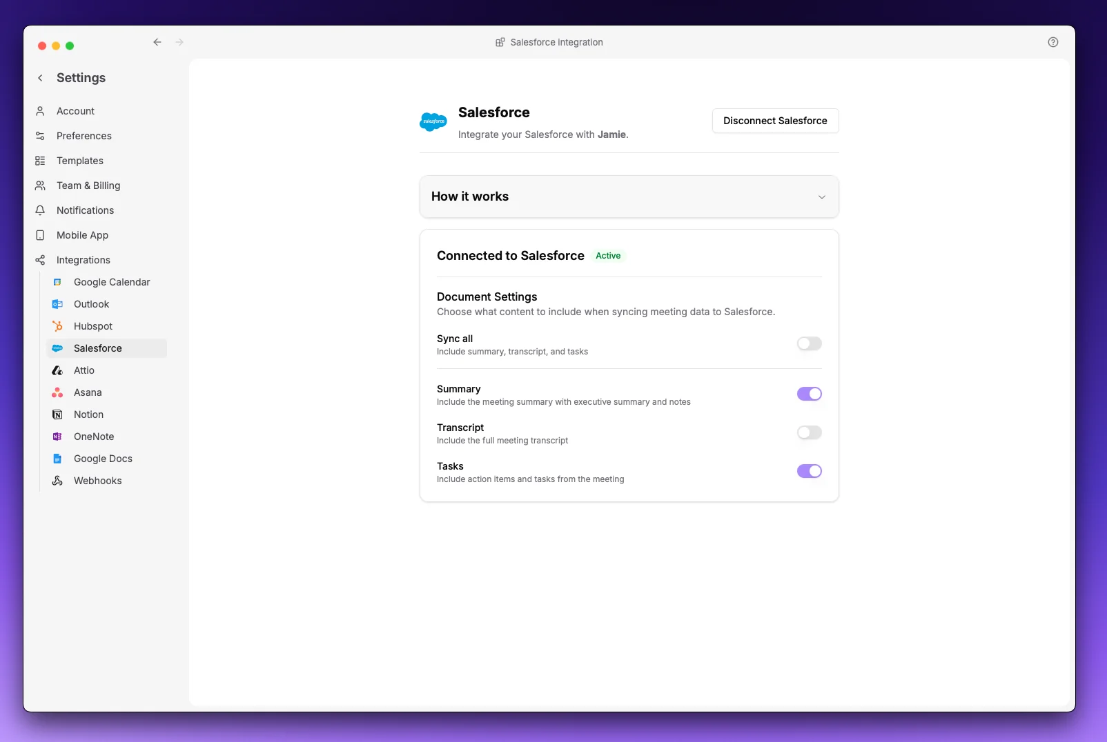 Salesforce Settings