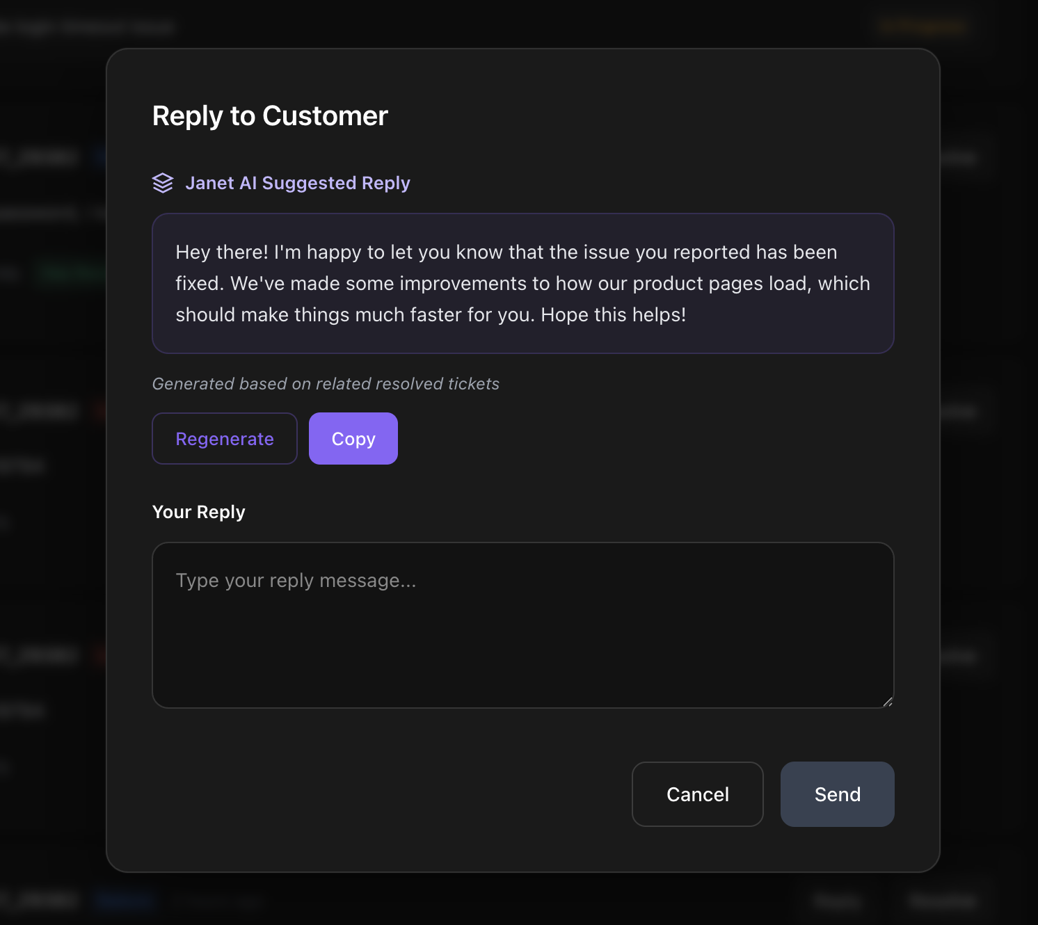 Reply Modal with AI-Generated Response