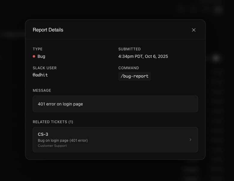 Slack Report Detail Modal