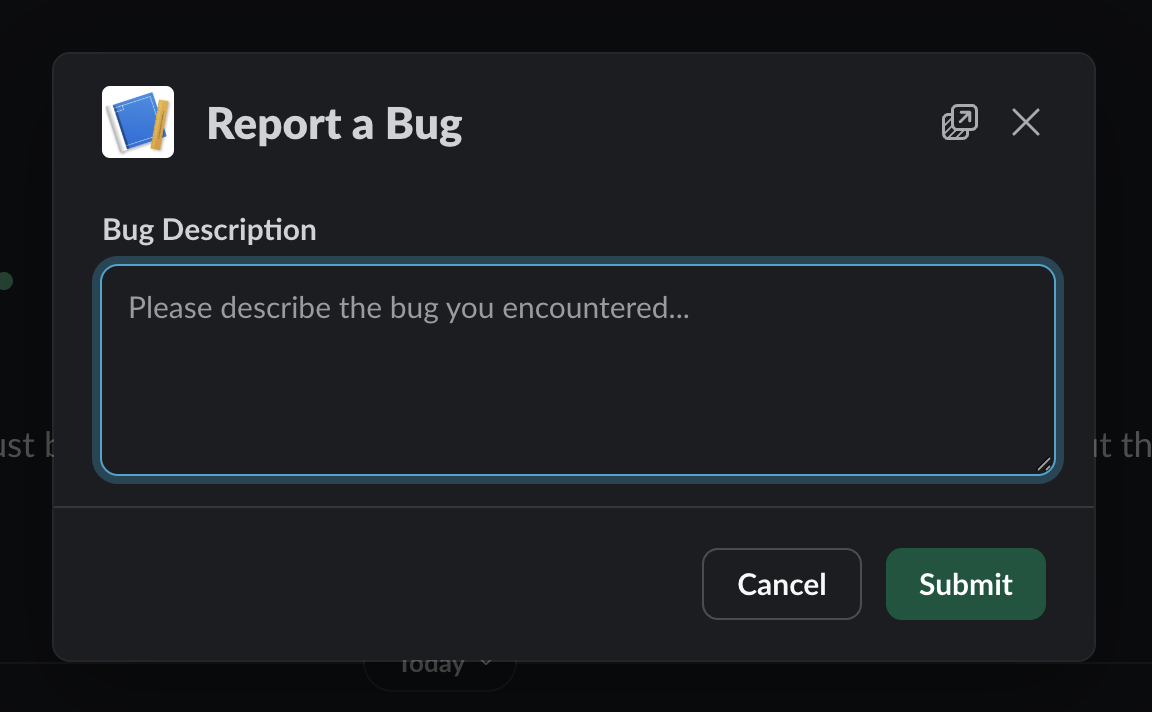 Slack Report Command Modal
