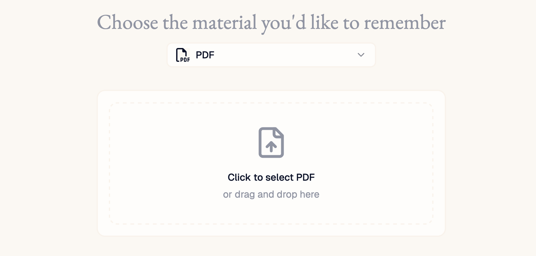 pdf document selector input area