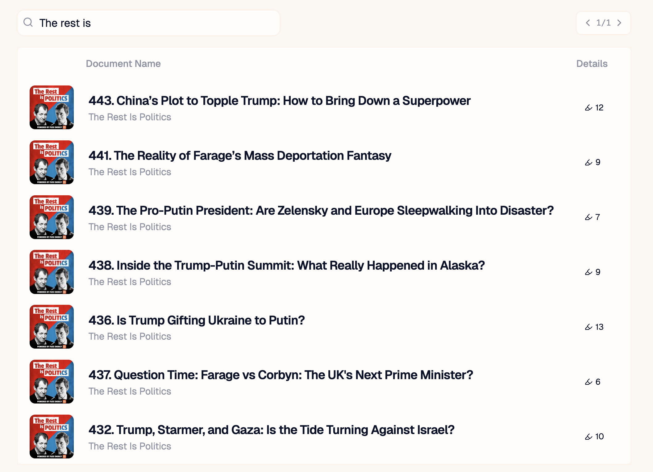 Example of search features with readwise integration