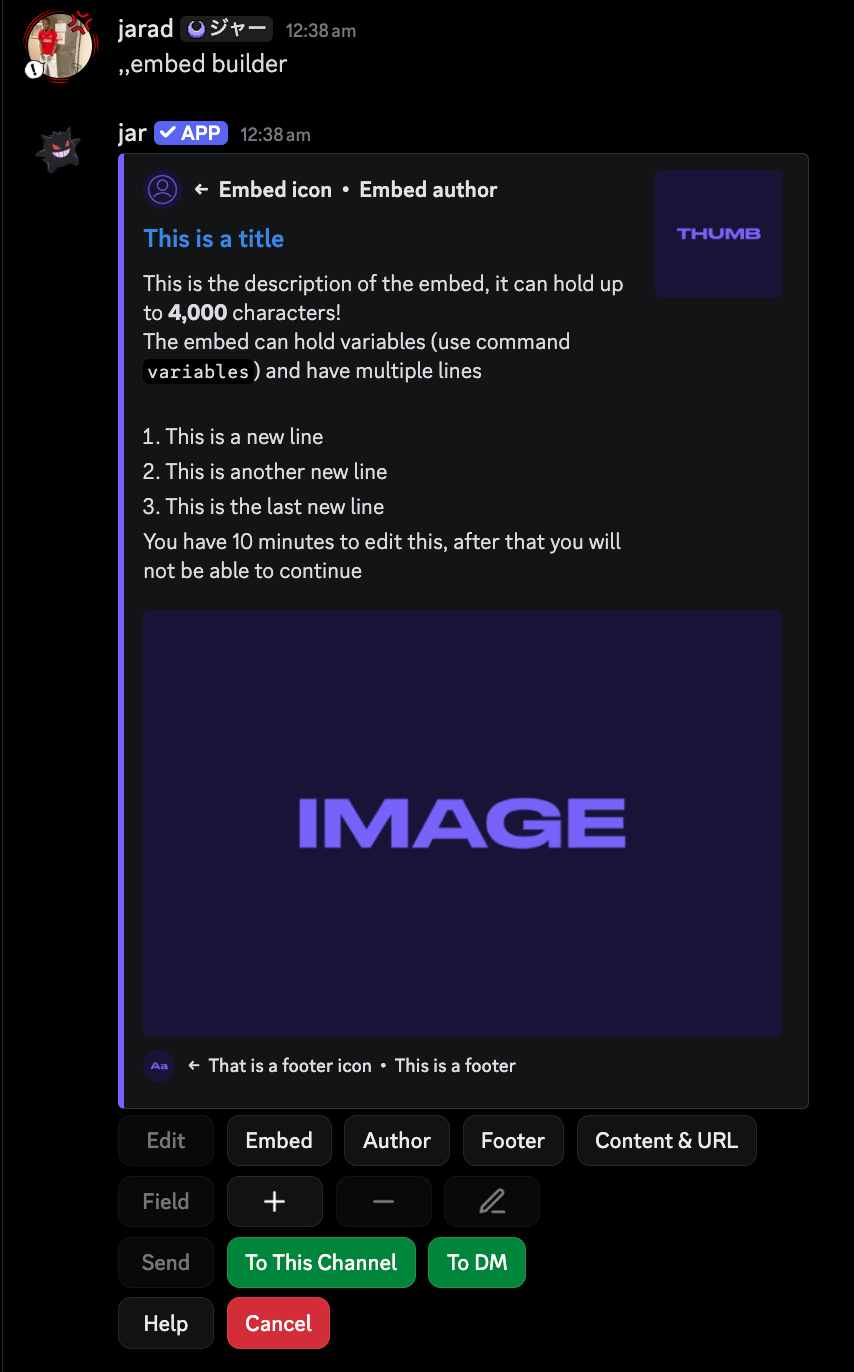 Embed builder