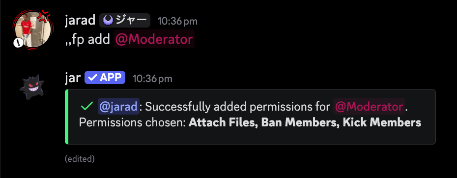 Fake permission addition confirmation