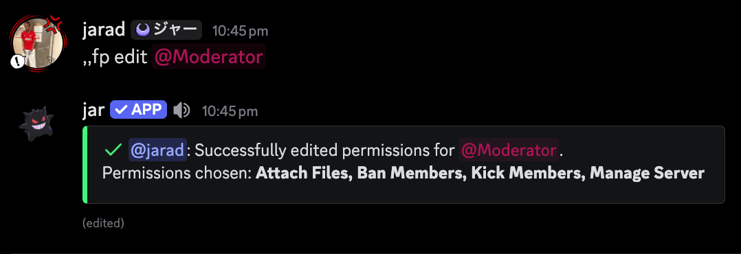 Fake permission edit confirmation