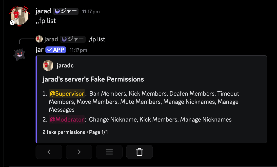 Fake permission list