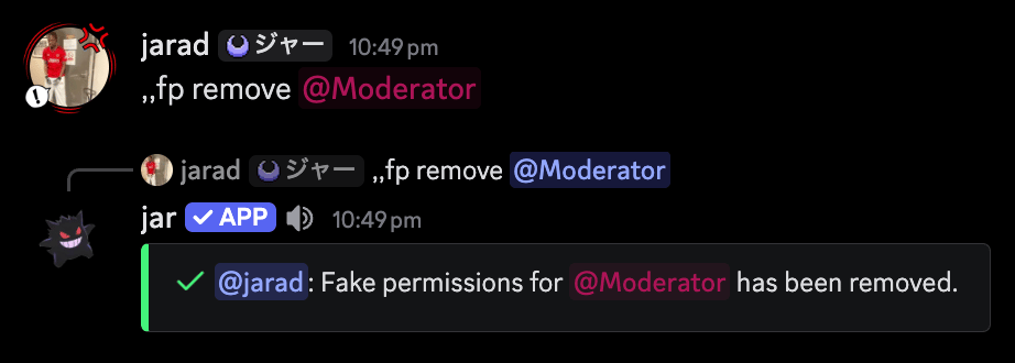 Fake permission removal confirmation