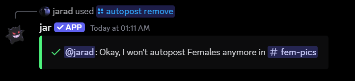 Autoposter removal confirmation
