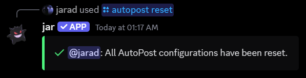 Autoposter reset confirmation