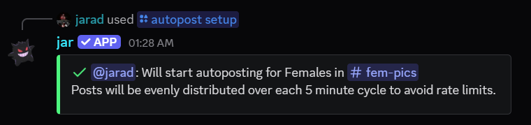 Autoposter setup confirmation