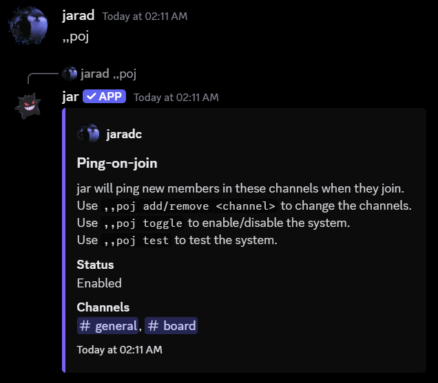 Ping-on-join settings