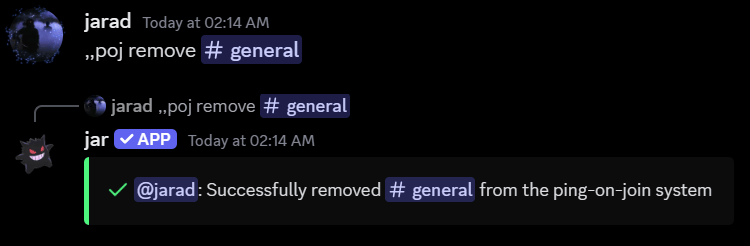 Ping-on-join channel removed confirmation