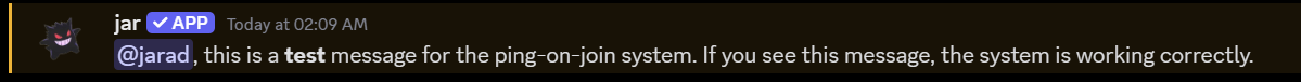 Ping-on-join test message