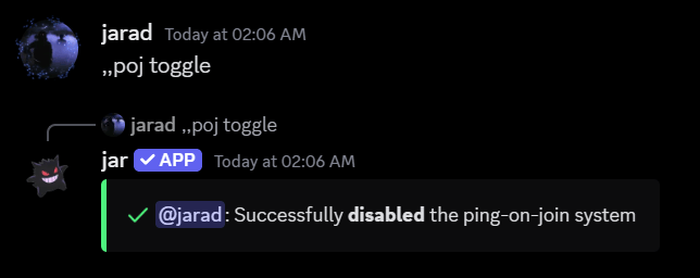 Ping-on-join toggle confirmation