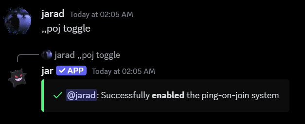 Ping-on-join toggle confirmation