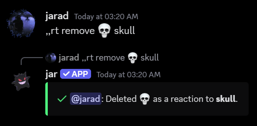 Reaction trigger removed confirmation