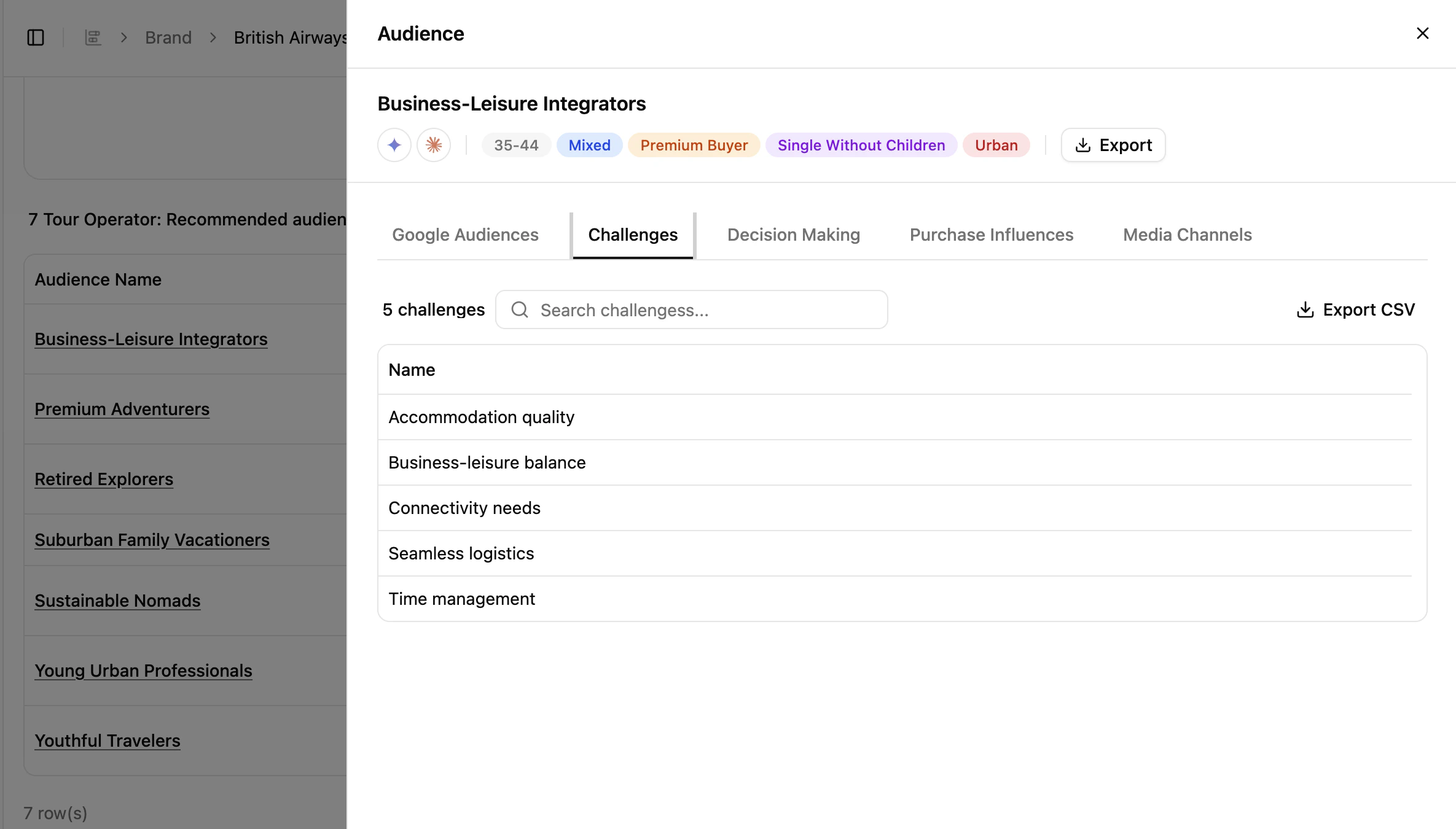 Audience export