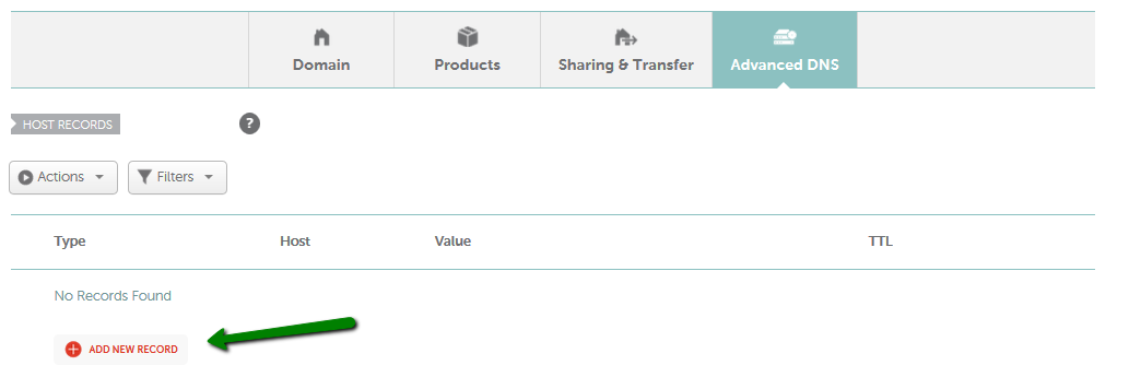 Pestaña Advanced DNS en Namecheap con el botón Add New Record