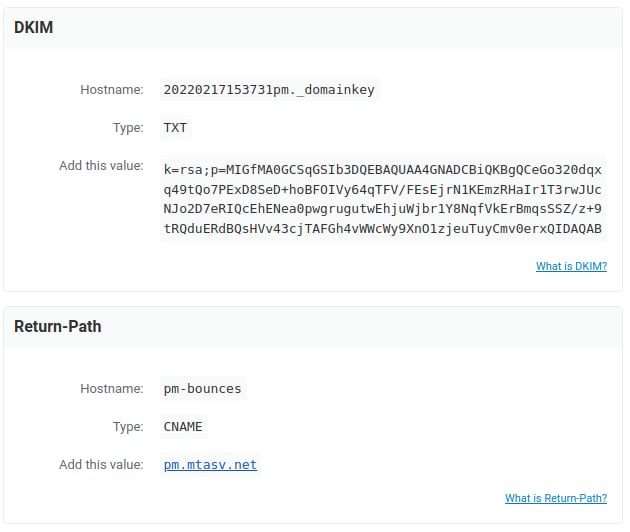 Registros DKIM y Return-Path entregados por Jelou