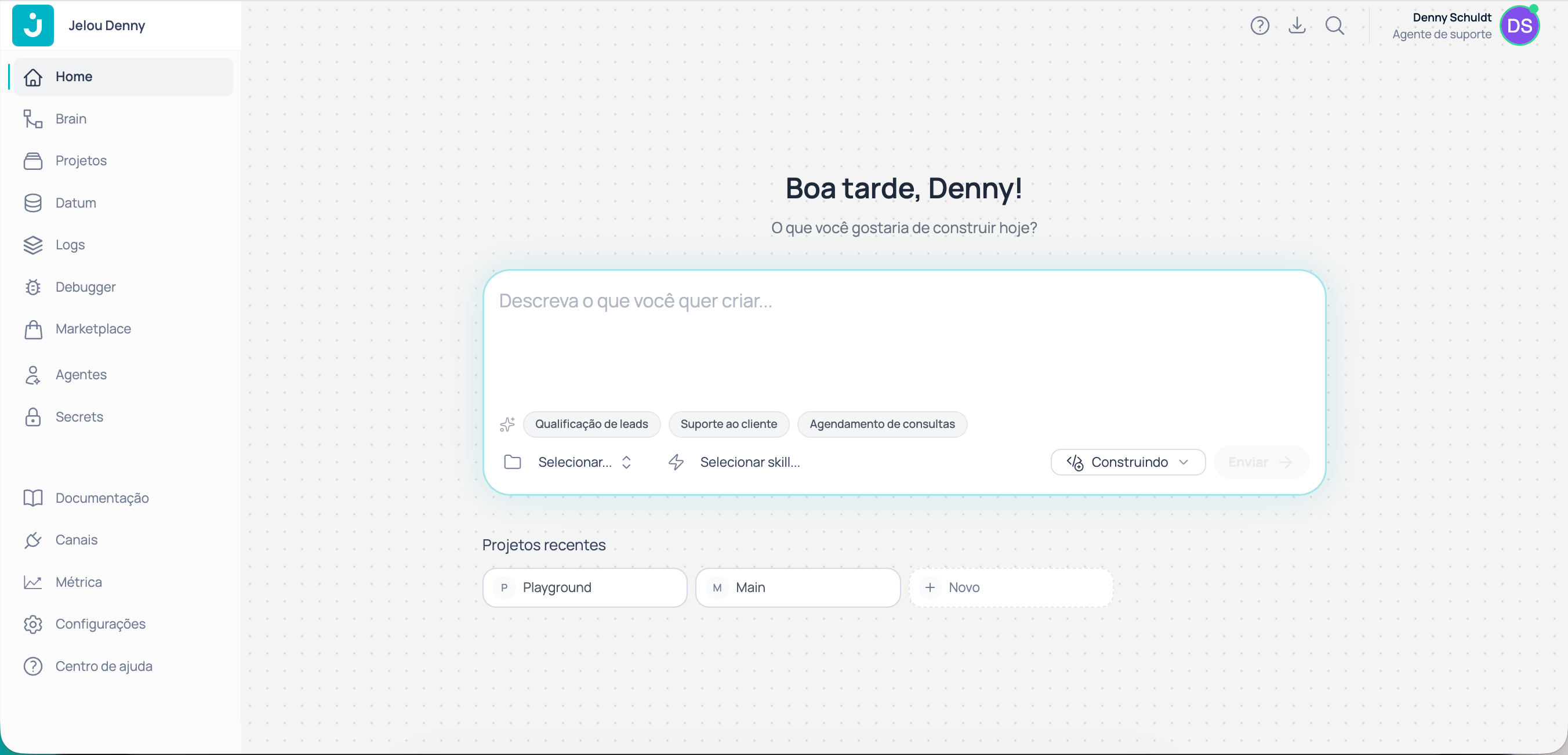 Vista inicial do Brain Studio