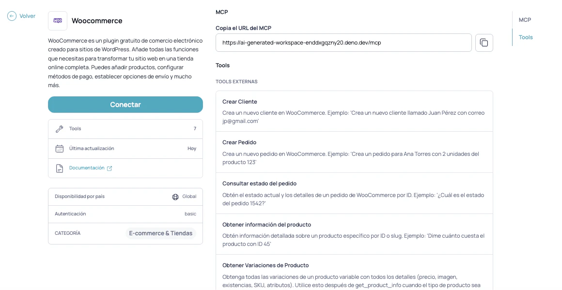 Integrar WooCommerce desde el Marketplace