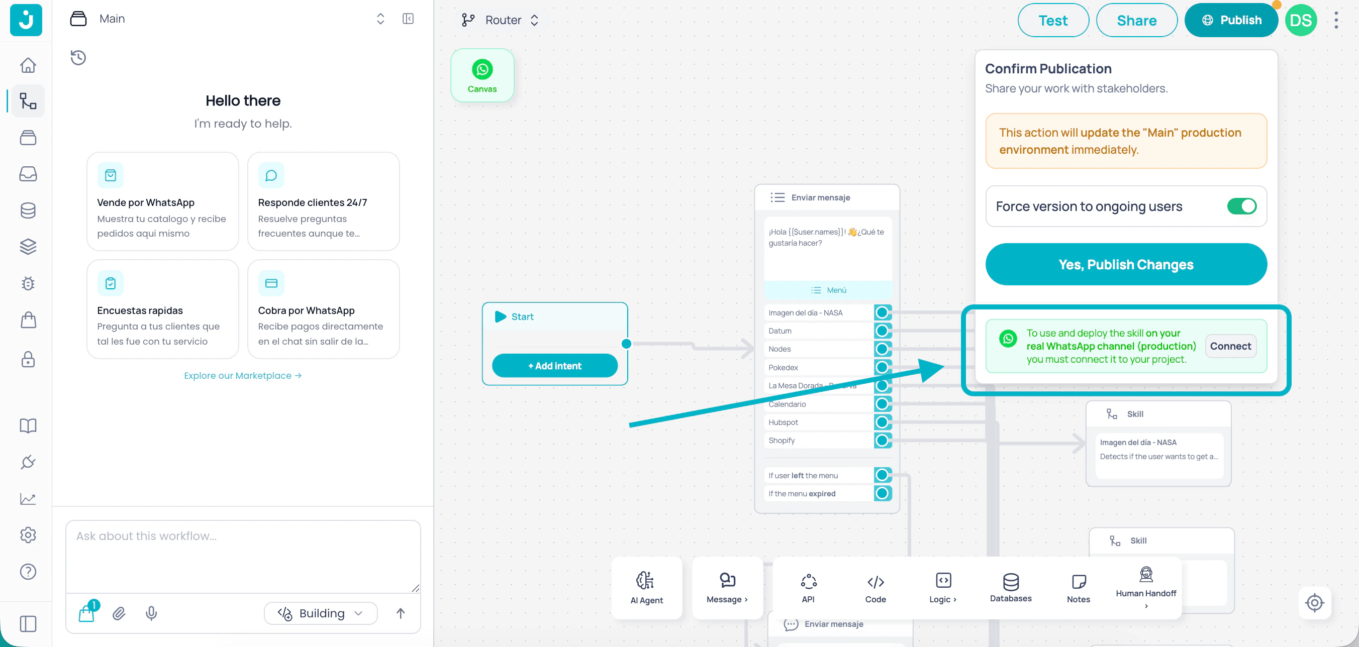 Publish and Connect your channel in Brain Studio
