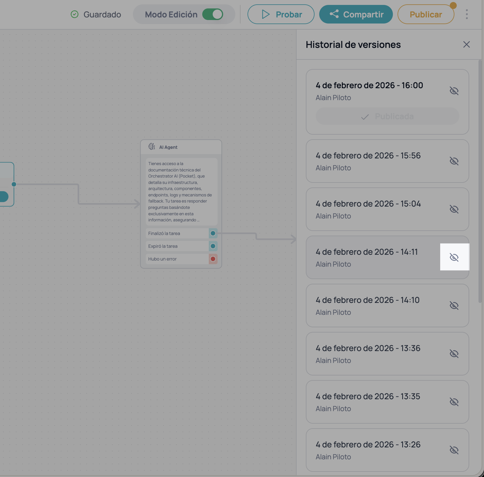 Previsualizar una versión