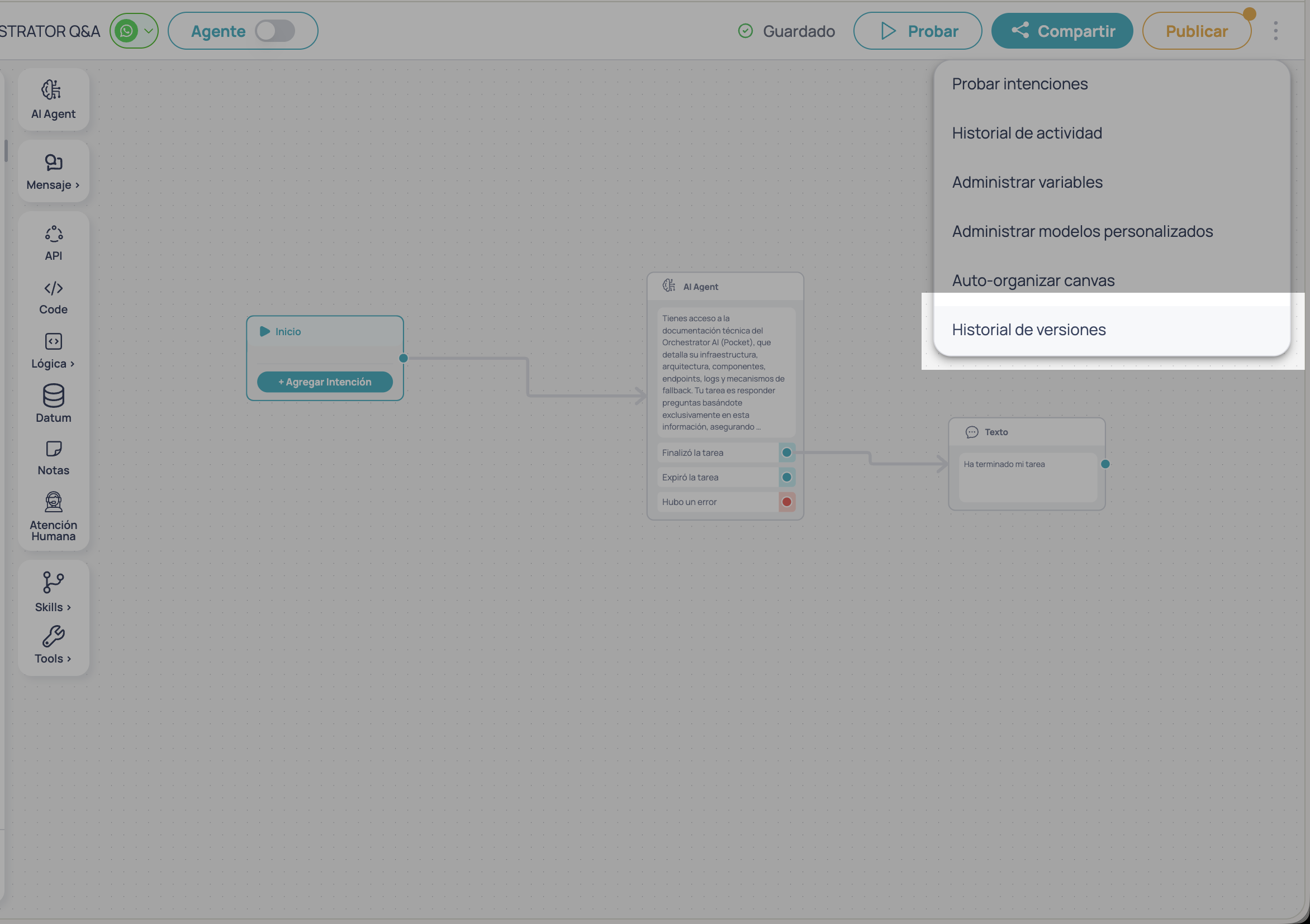 Acceder al historial de versiones