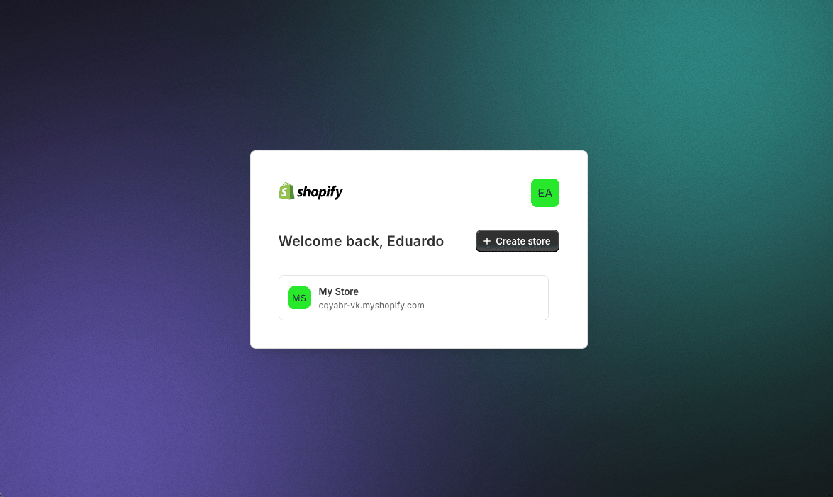 Seleção de loja no Shopify