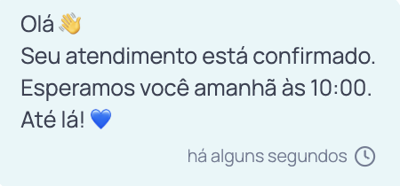 Mensagem agrupada na conversa do atendente: quatro linhas de texto em um único balão, com o ícone de relógio ao lado do horário