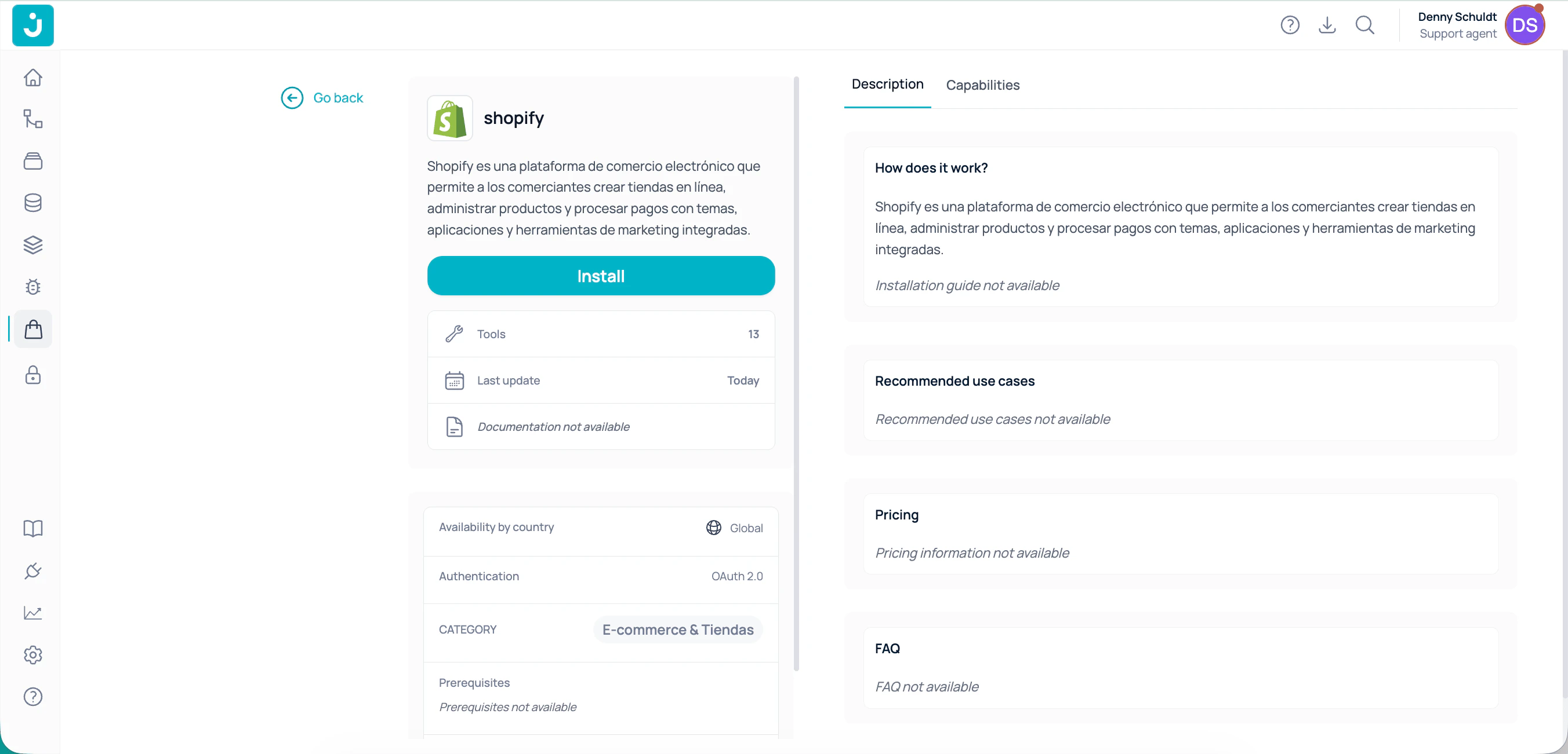 Integrate Shopify via the Marketplace