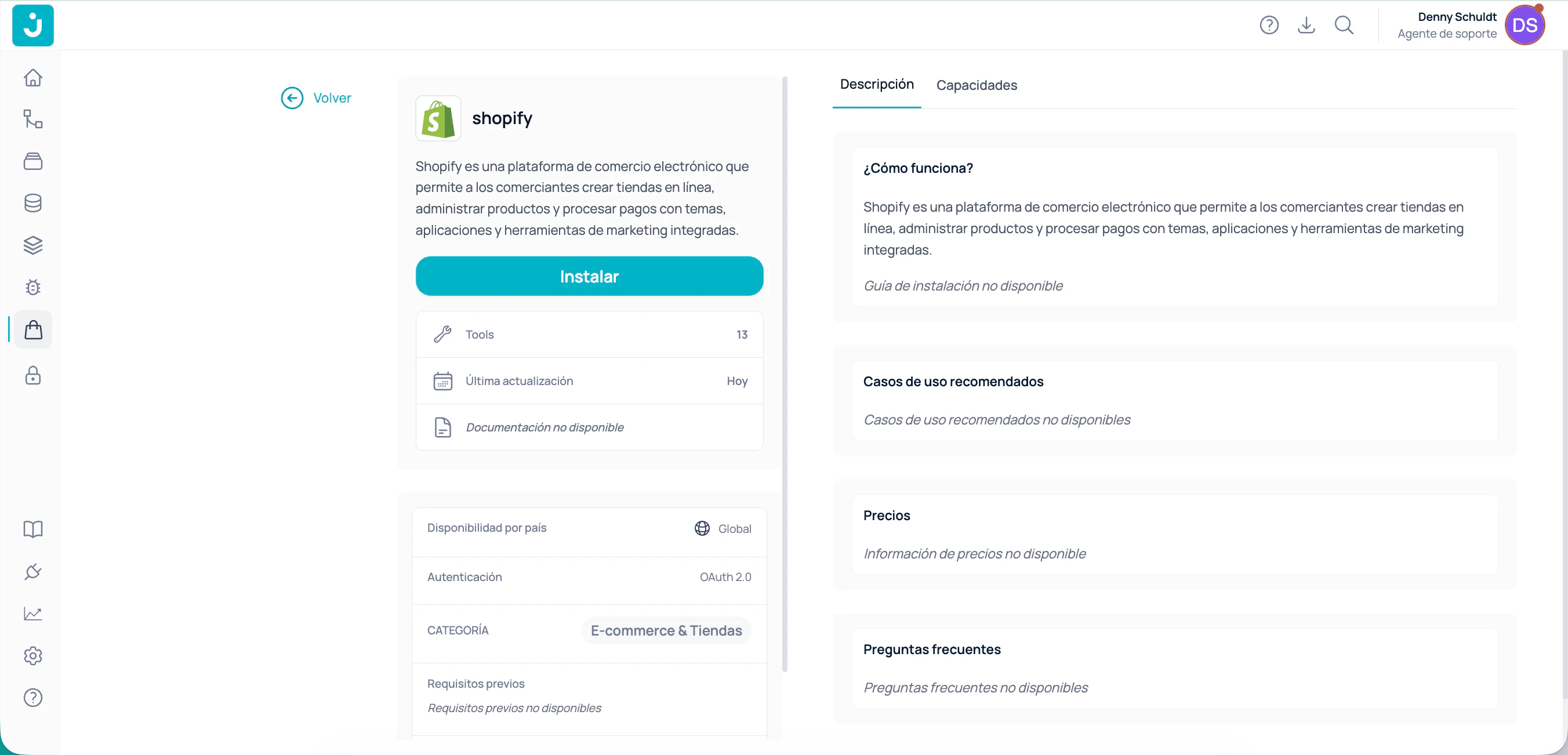 Integrar Shopify desde el Marketplace
