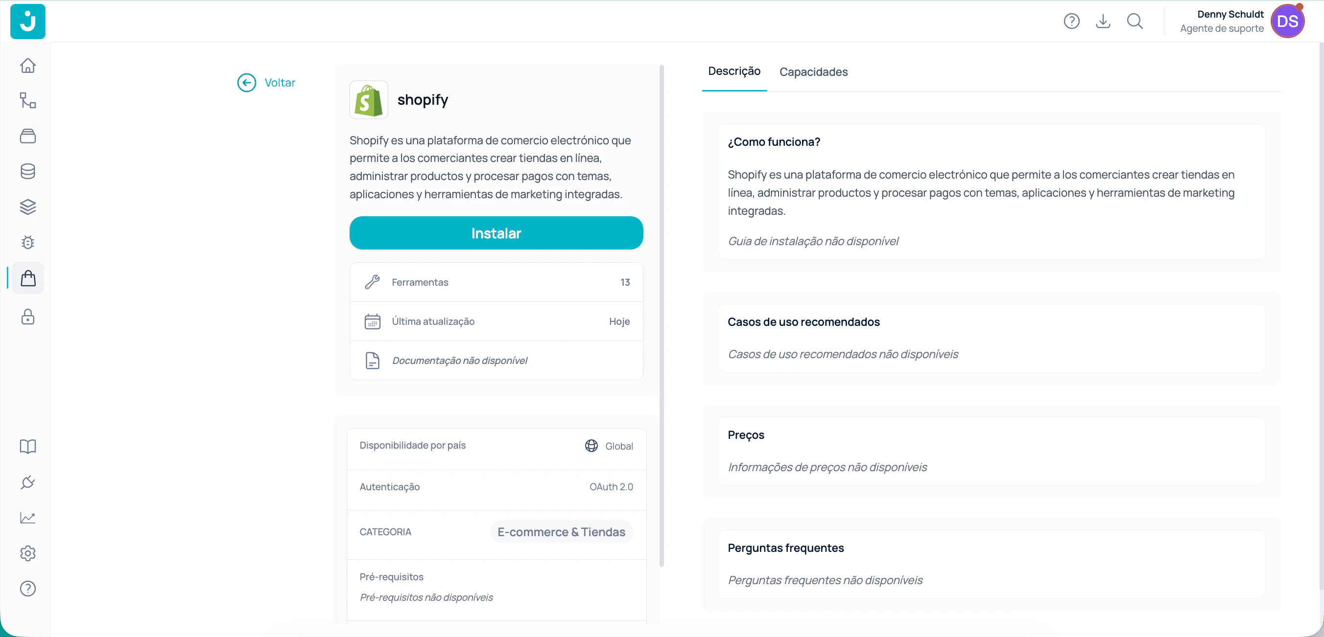Integrar Shopify pelo Marketplace