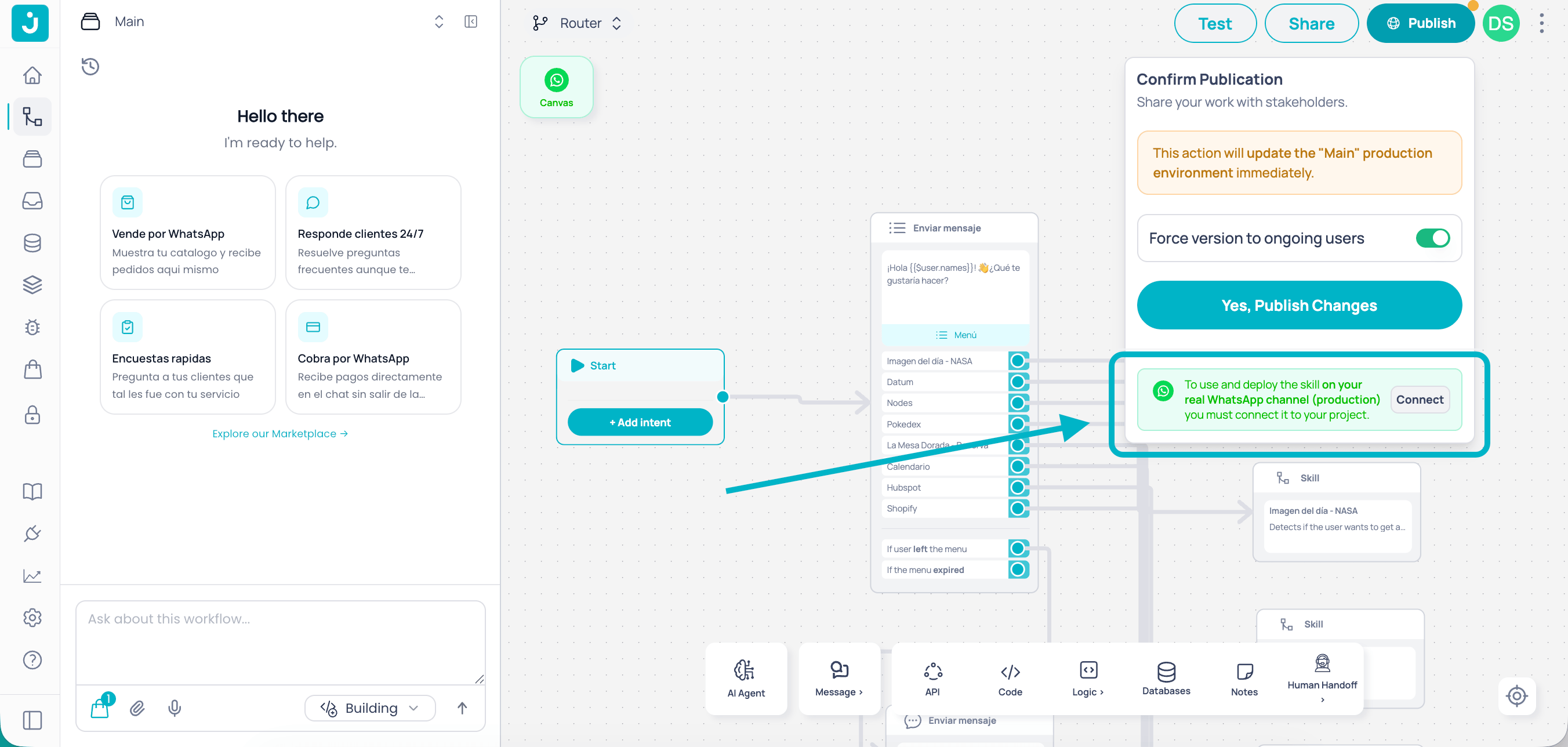 Publish and Connect your channel in Brain Studio