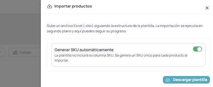 Opción Generar SKU automáticamente activada