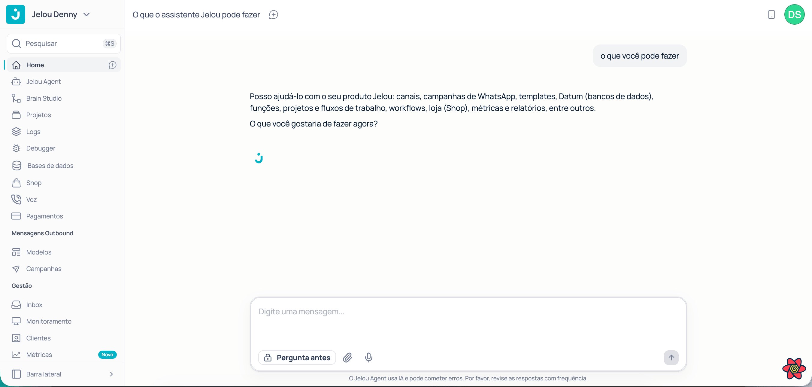 Chat completo do Jelou Agent