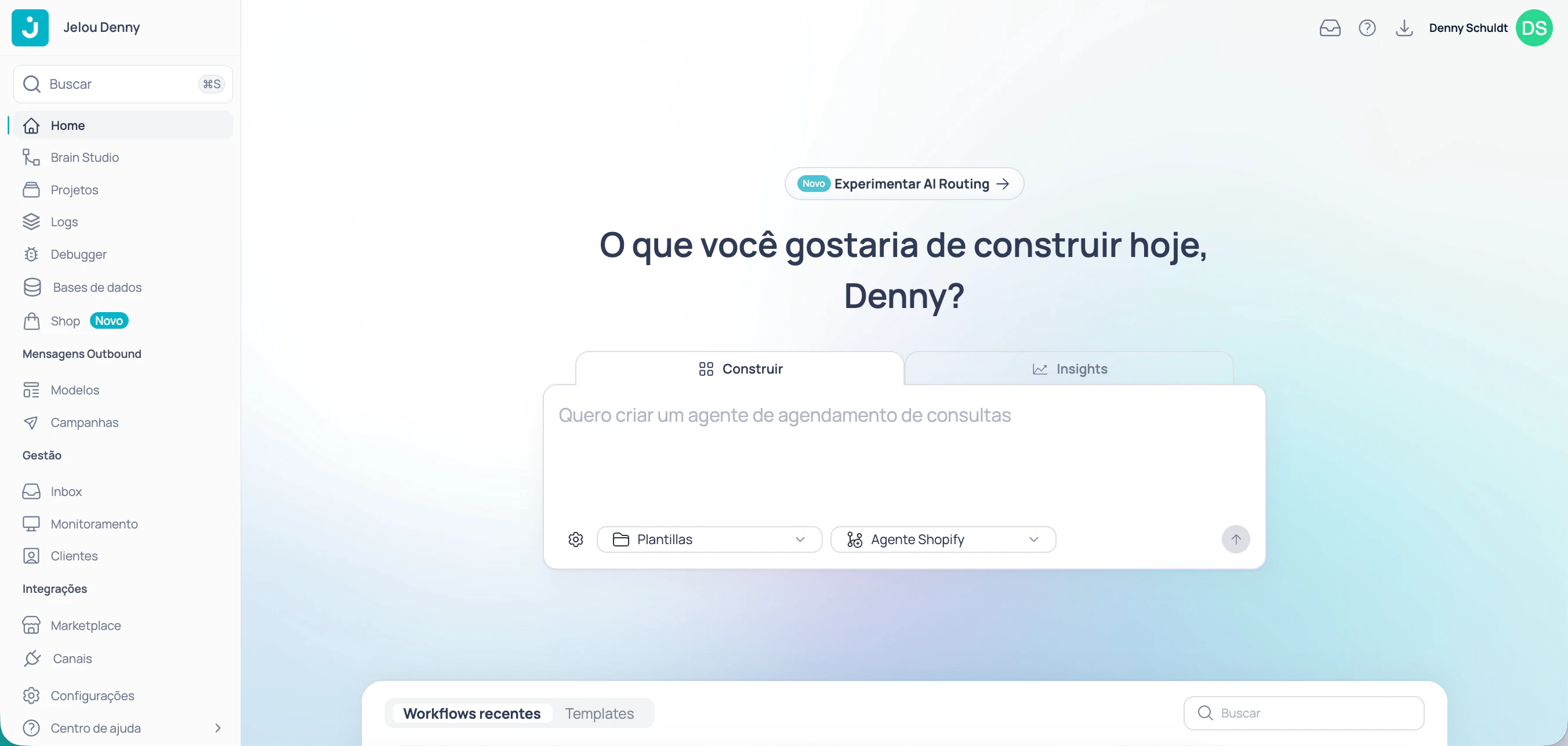 Vista inicial do Brain Studio